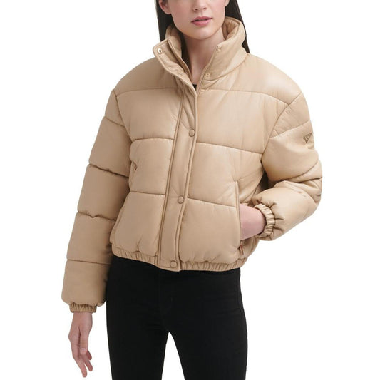 Women's Faux-Leather Puffer Coat