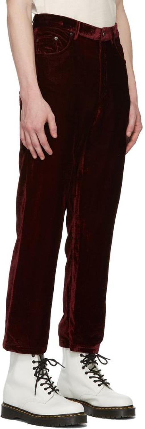 Red 'The Liquid Velvet' Trousers