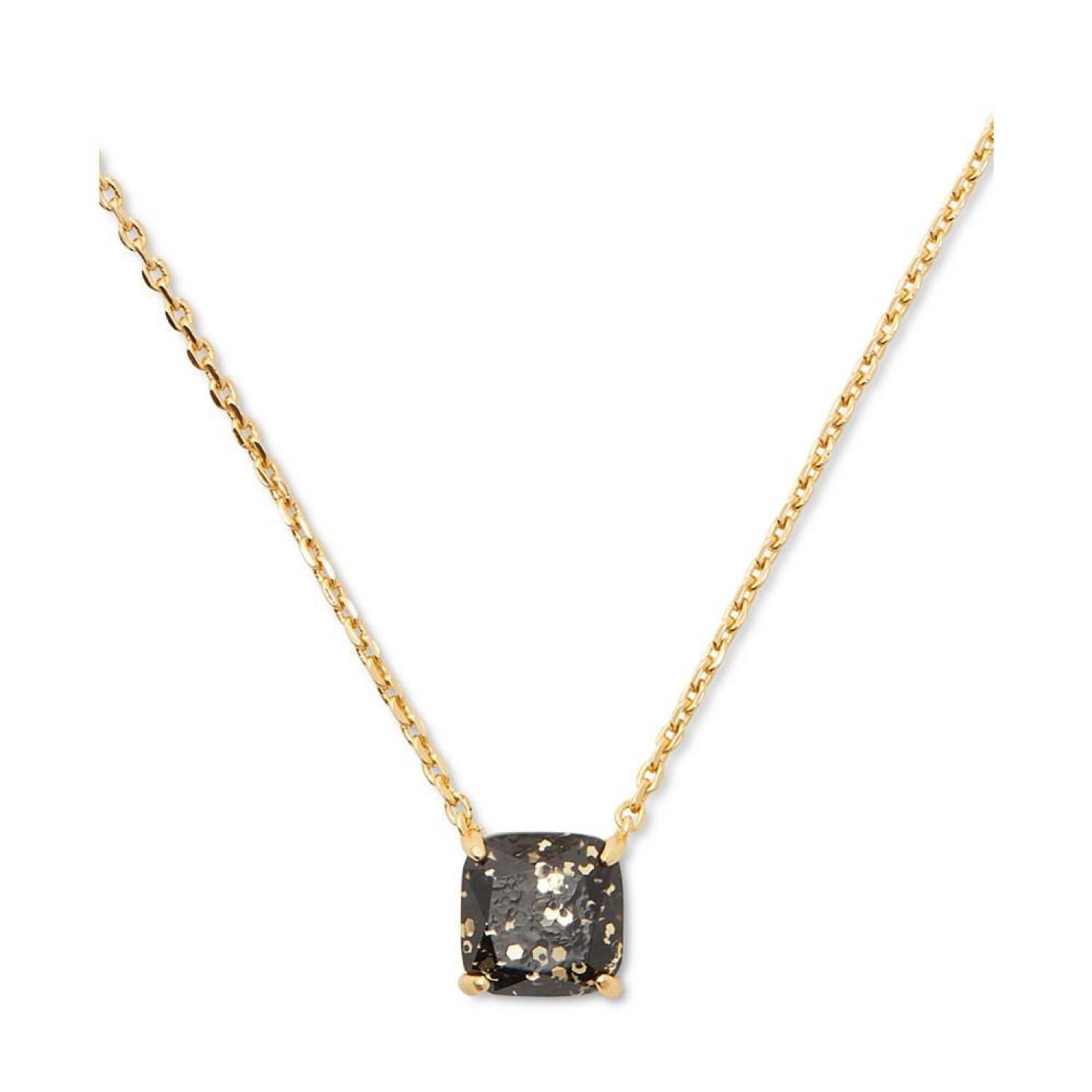 Gold-Tone Square Glitter Stone Mini Pendant Necklace, 17" + 3" extender