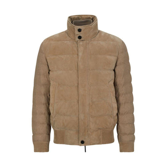 Mixed-material jacket with nubuck leather