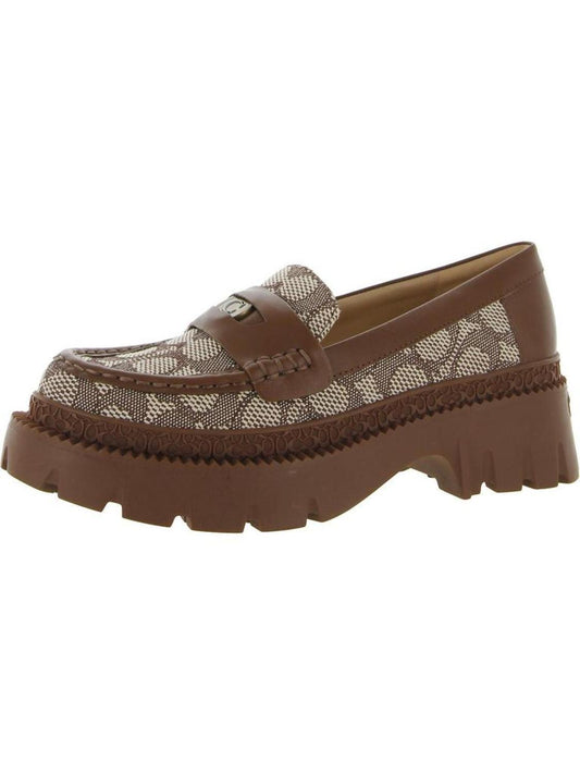 Jacquard Womens Leather Lugged Sole Loafers