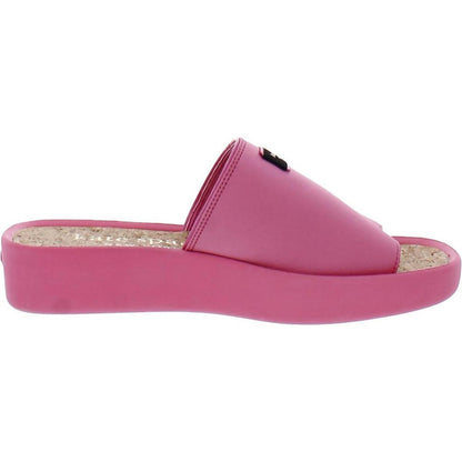 Spree Slide Womens Satin Peep-Toe Wedge Sandals