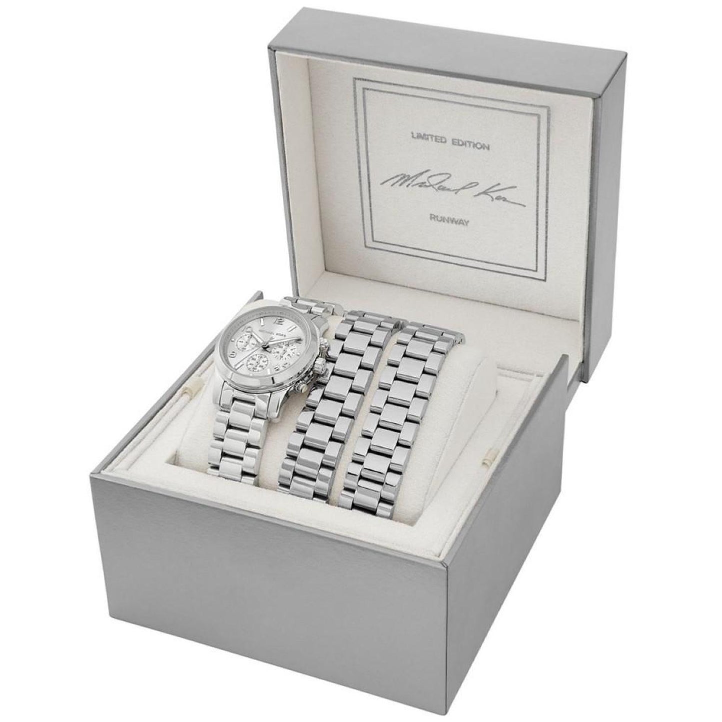 Women's Limited Edition Runway Chronograph Rhodium Plated Bracelet Watch, 33mm