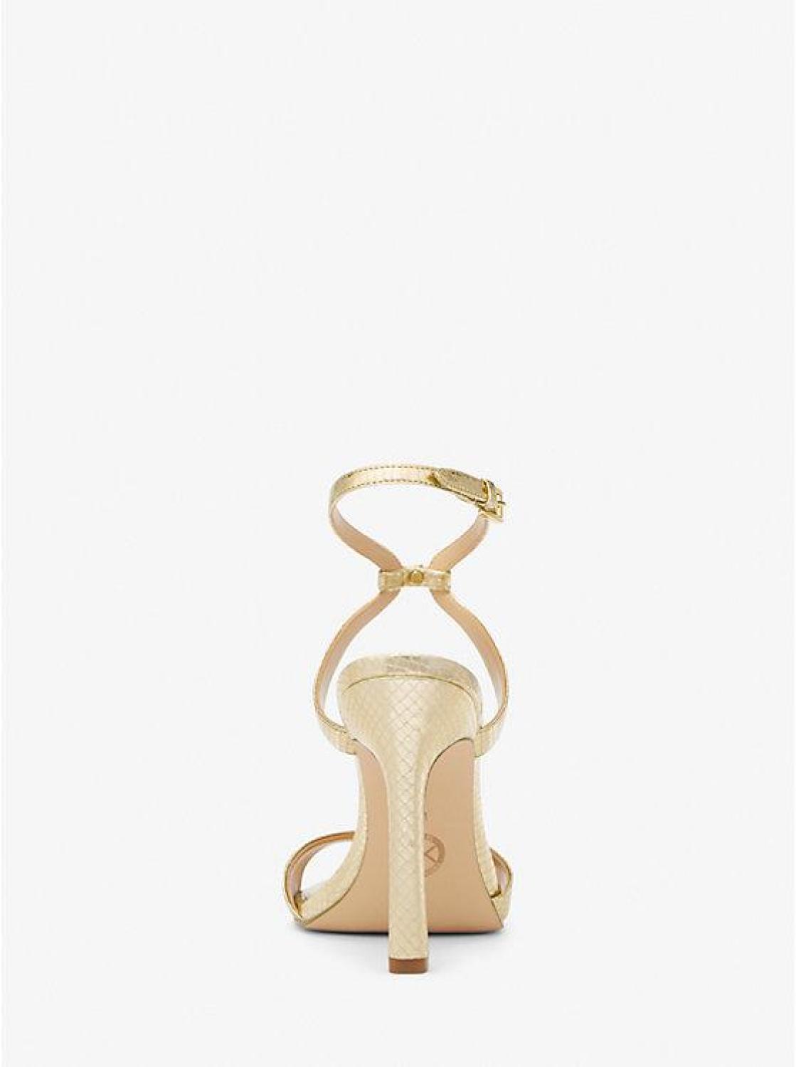 Amara Metallic Snake Embossed Leather Sandal