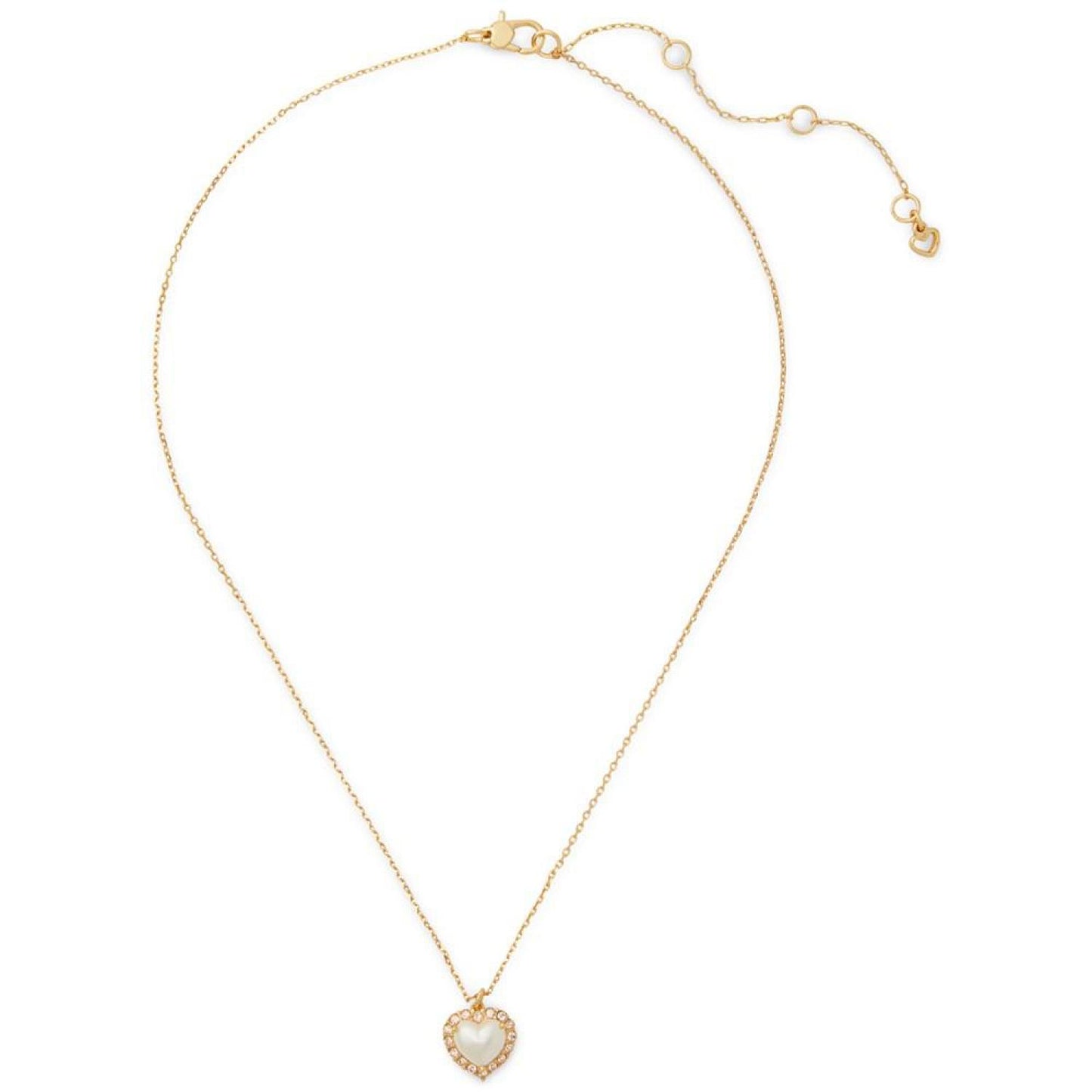 Gold-Tone Pavé & Imitation Pearl Heart Mini Pendant Necklace, 16" + 3" extender