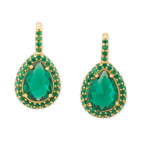 Pavé & Pear-Shape Stone Halo Drop Earrings