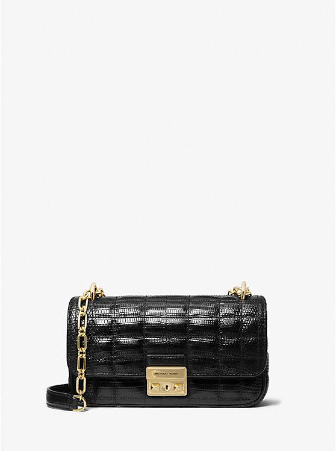 Tribeca Small Quilted Lizard Embossed Leather Shoulder Bag