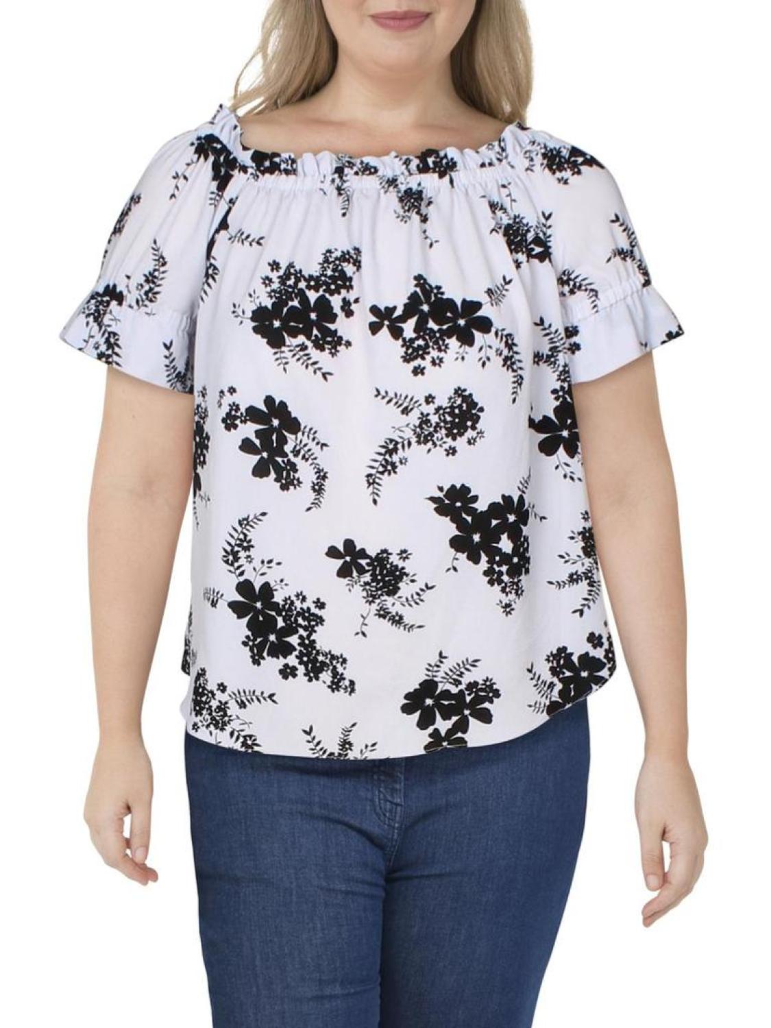 Womens Puff Sleeve Off-The-Shoulder Blouse