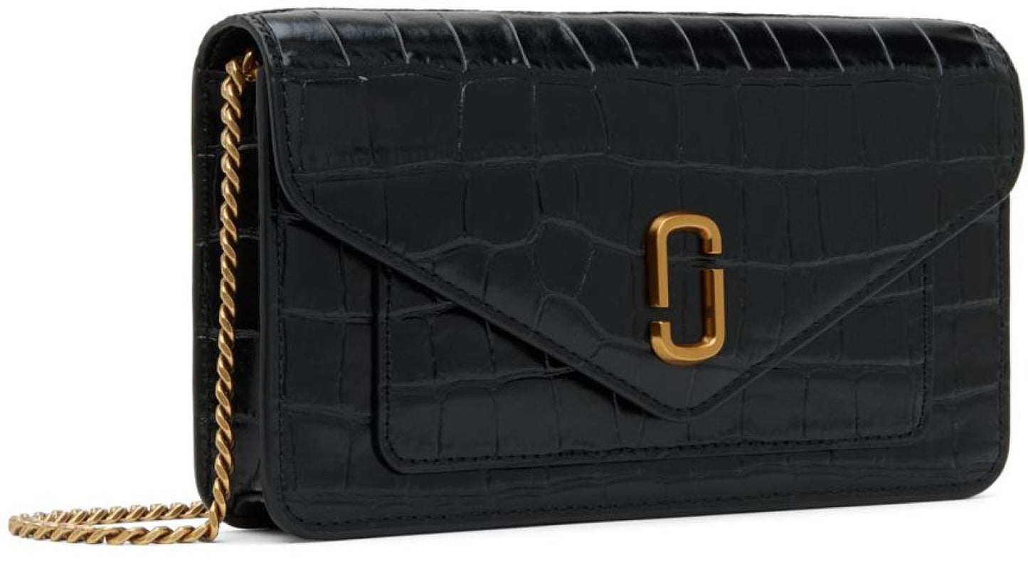 Black 'The Envelope Croc Chain' Bag