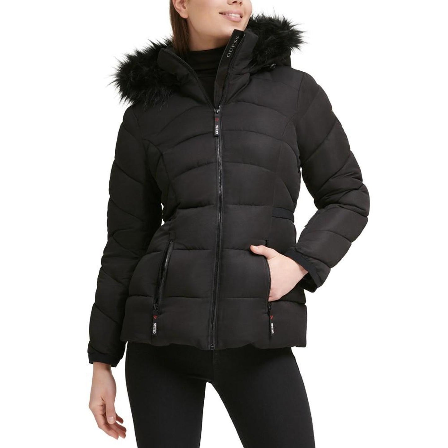 Women's Faux-Fur-Trim Hooded Puffer Coat