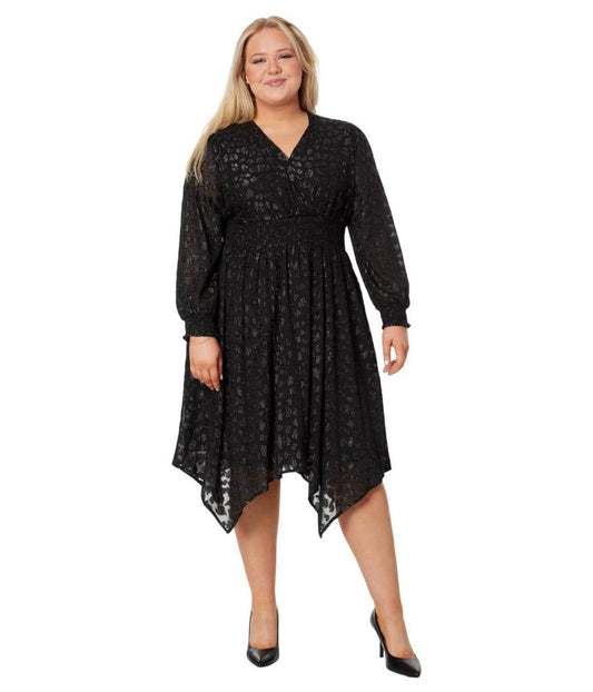 Plus Size Clip Jacquard Hank Midi Dress