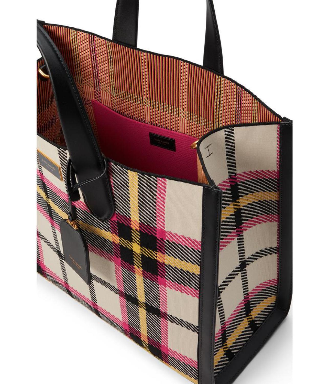 Manhattan Museum Plaid Knit Jacquard Large Tote