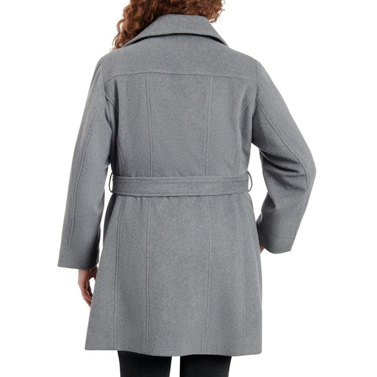 Women's Plus Size Asymmetric Belted Wrap Coat