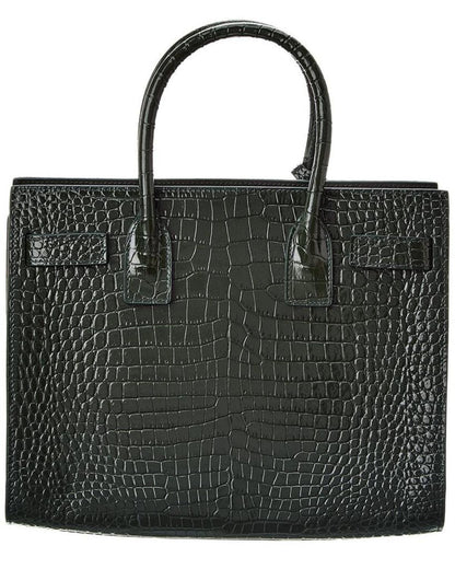 Saint Laurent Sac De Jour Small Croc-Embossed Leather Tote