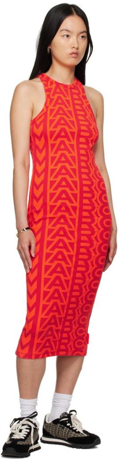 Red 'The Monogram Racer Rib Dress' Midi Dress