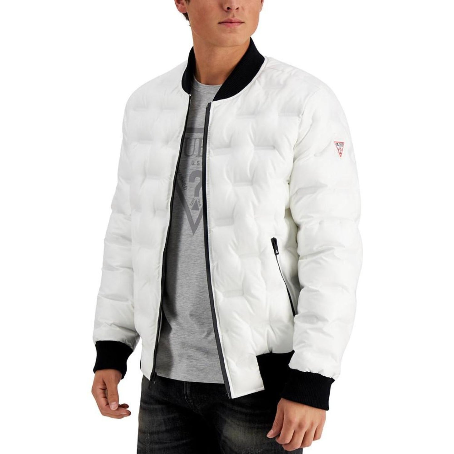 Men's Stamp Quilt Puffer Bomber Jacket