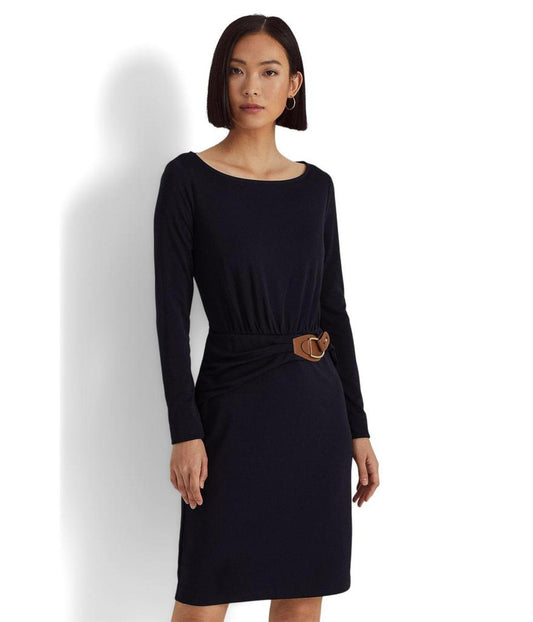 Buckle-Trim Stretch Jersey Dress