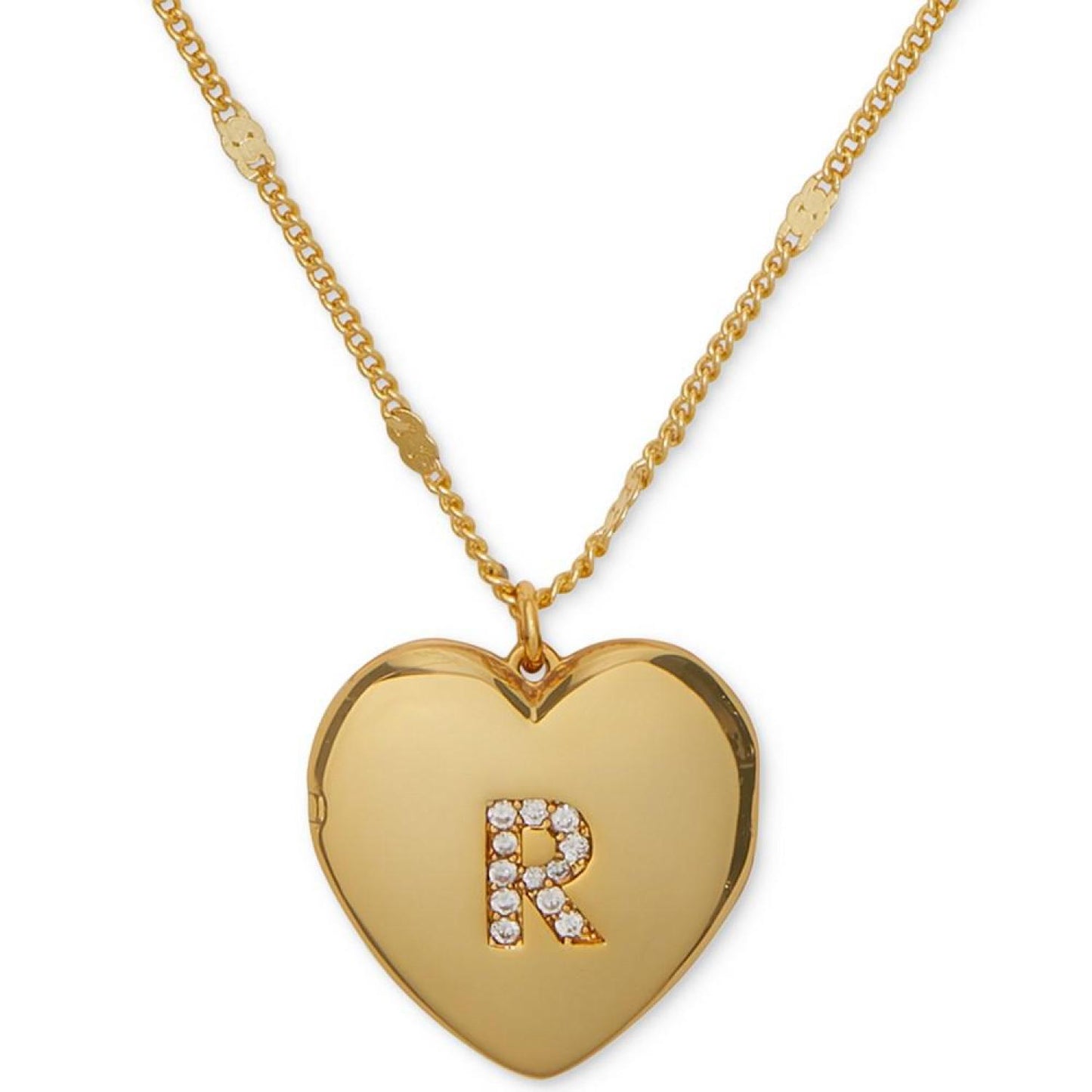 Gold-Tone Crystal A Locket Pendant Necklace, 16" + 3" extender