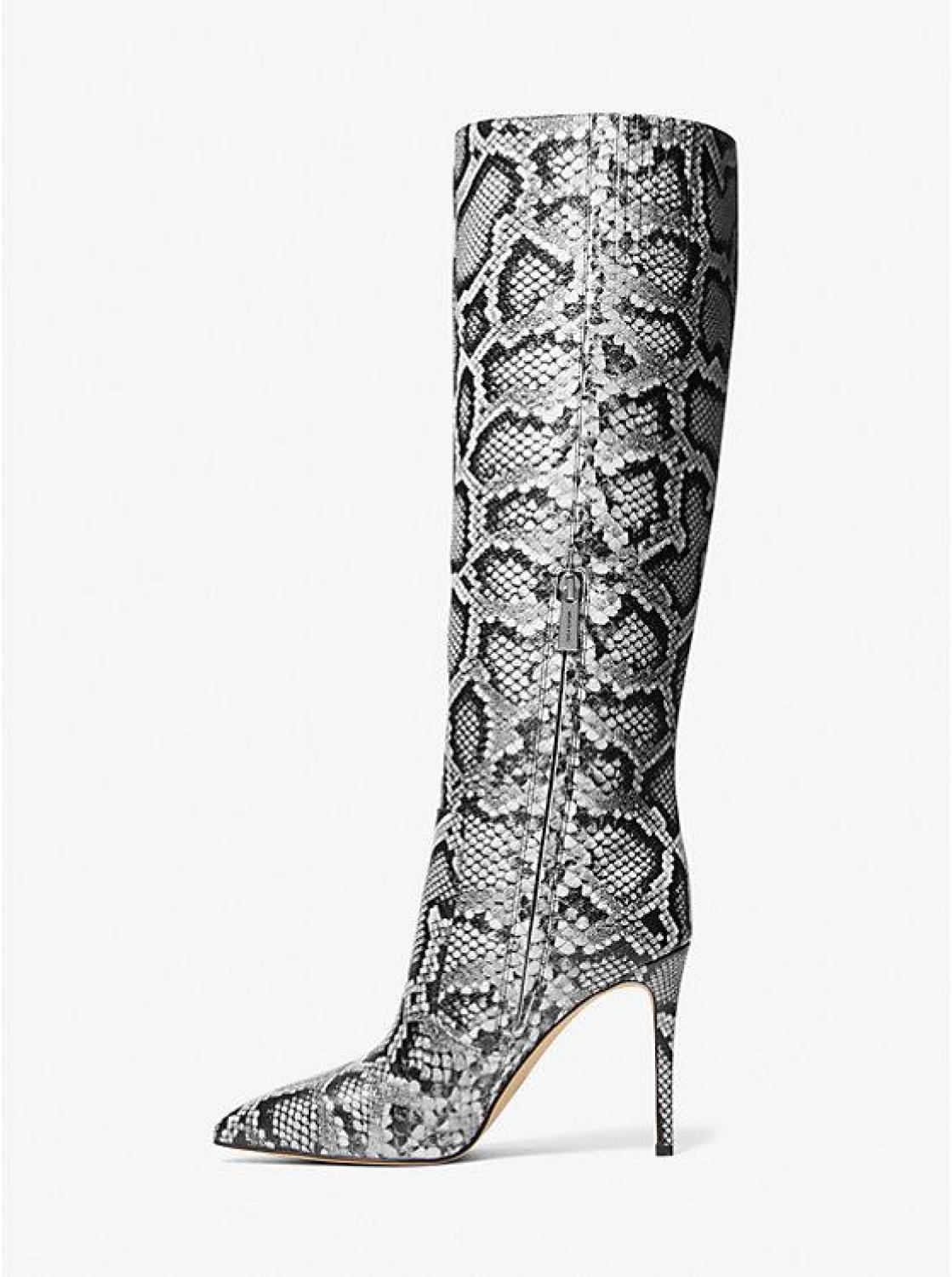 Rue Snake Embossed Leather Knee Boot