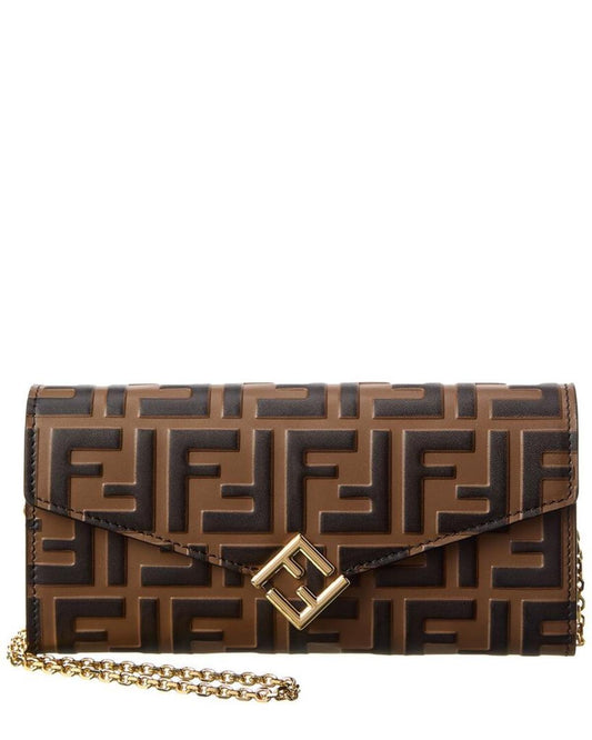 FENDI FF Diamonds Leather Wallet On Chain