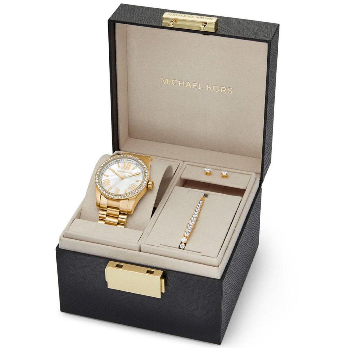 Women's Lexington Three-Hand Gold-Tone Stainless Steel Watch 38mm and Jewelry Gift Set