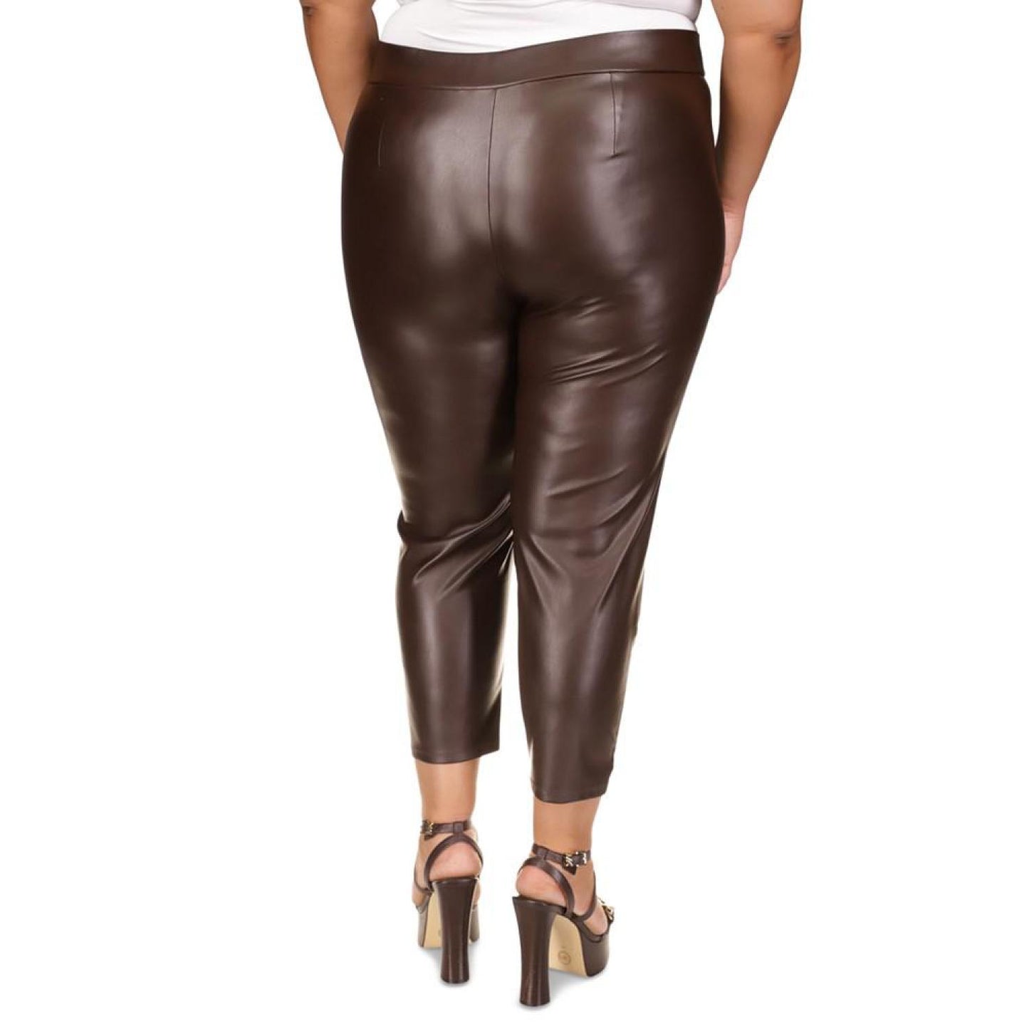 Plus Size Faux-Leather Skinny Ankle Pants