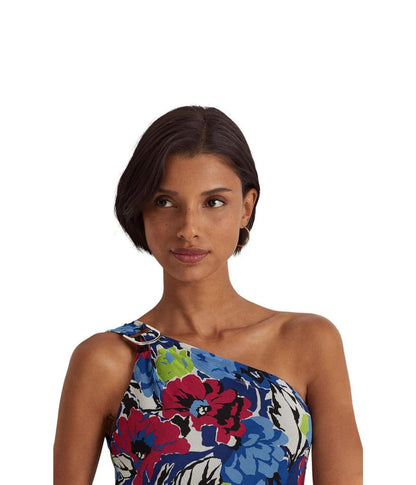 Floral Georgette One-Shoulder Dress