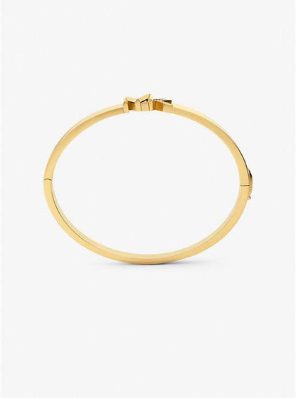 14K Gold-Plated Brass Pavé Logo Bangle