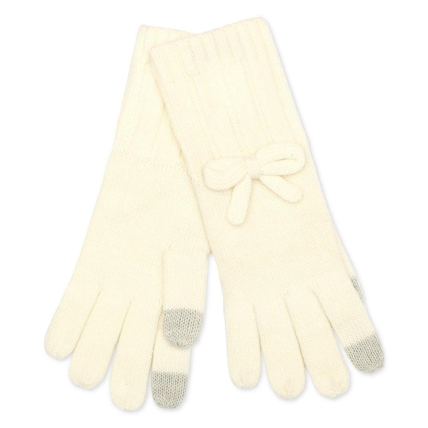 Women's Metallic Bow Beanie & Gloves Boxed Set