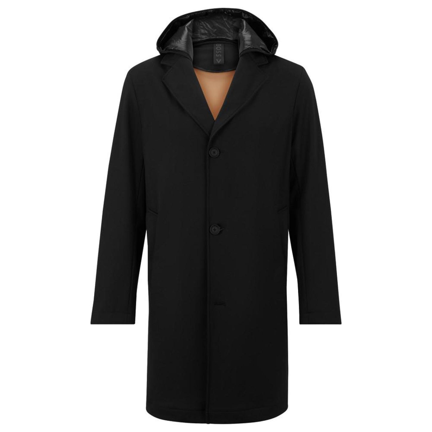 Men's Relaxed-Fit Coat with Contrast Hood in Performance Stretch