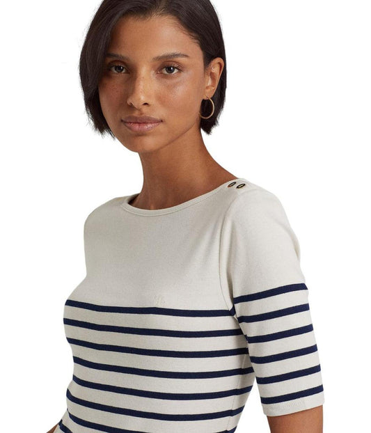 Striped Cotton Boatneck Dress