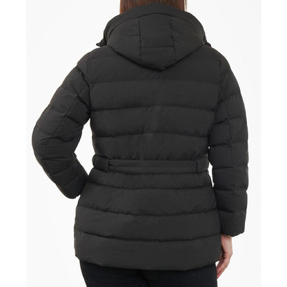 Women's Plus Size Belted Hooded Puffer Coat