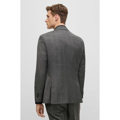 Three-piece regular-fit suit in checked virgin wool