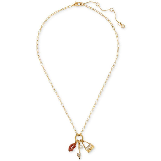 Gold-Tone Imitation Pearl & Crystal Night Out Motif Charm Pendant Necklace, 16 + 3" extender