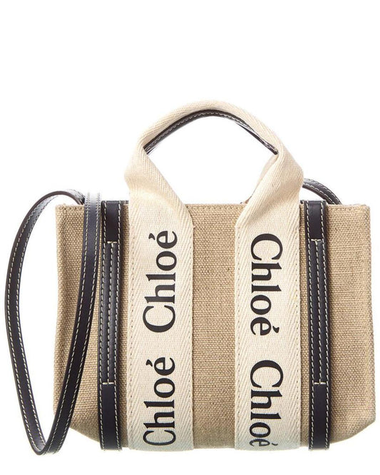 Chloé Woody Mini Canvas & Leather Tote