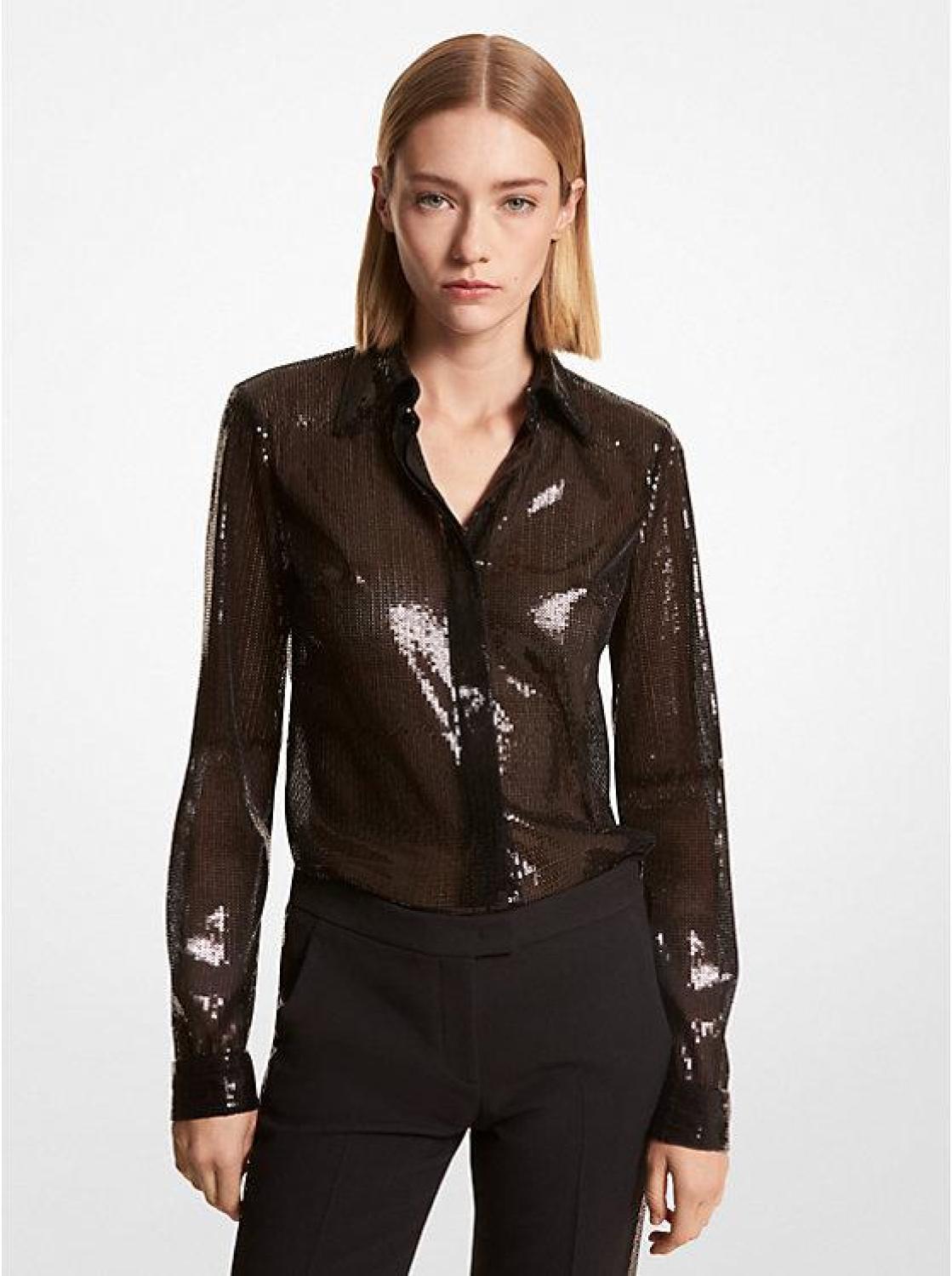 Hansen Sequin Embroidered Tulle Shirt