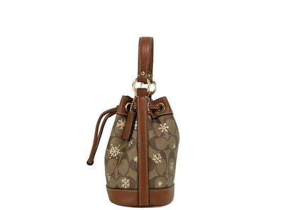 COACH Dempsey 15 Small Snowflake Print  Coated Canvas Bucket Women's Bag