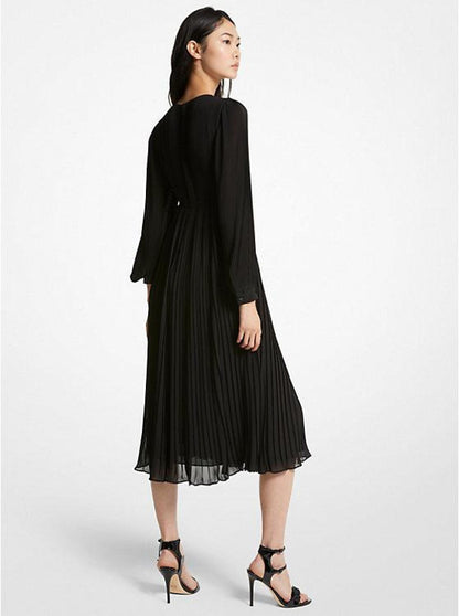 Pleated Georgette Midi Dress