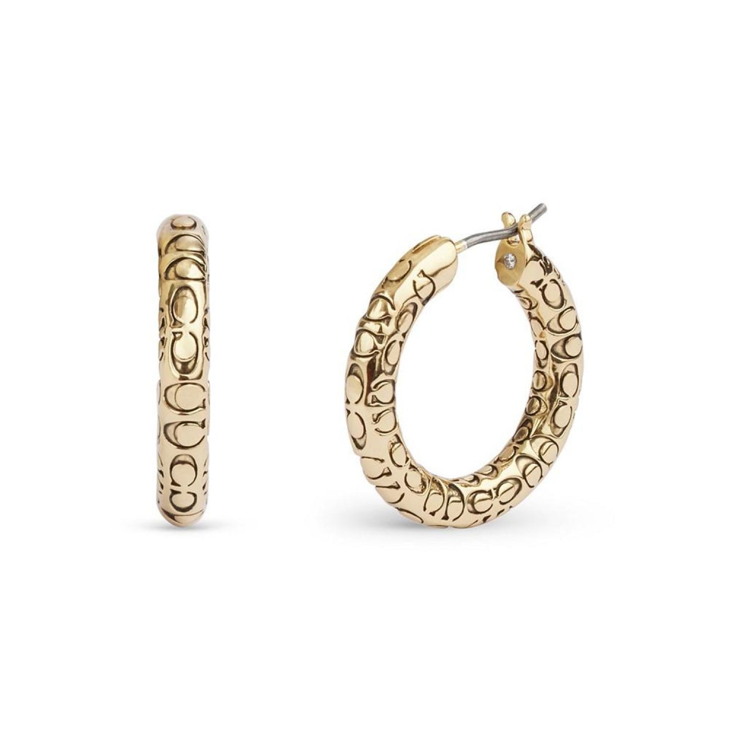 Gold-Tone Signature Quilted Hoop Earrings