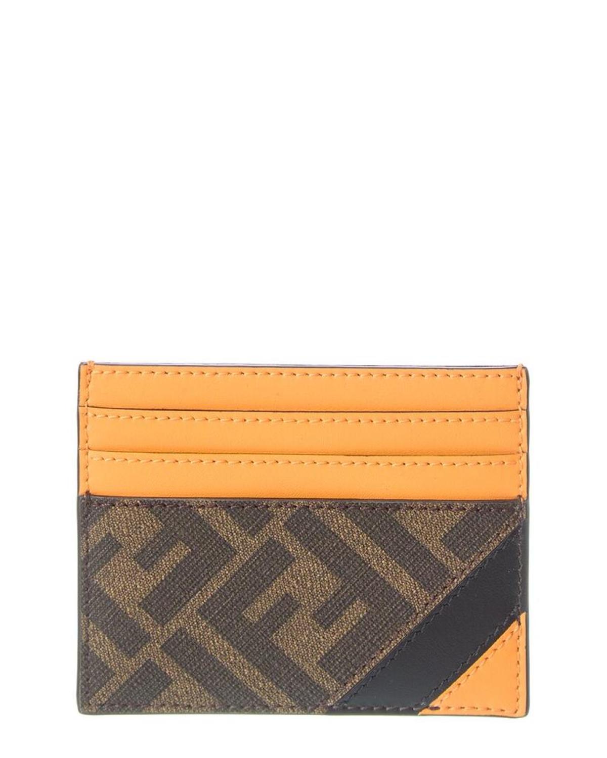 FENDI Diagonal Leather Card Holder