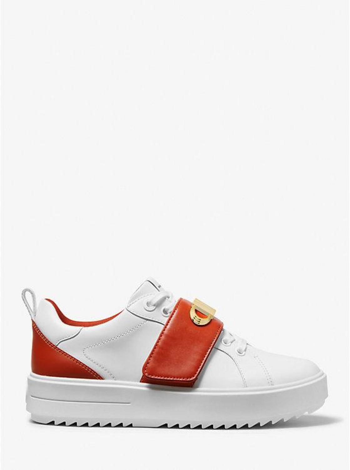 Emmett Two-Tone Logo Embellished Leather Sneaker