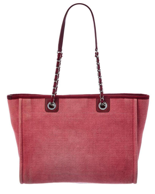 Chanel Red Canvas Medium Deauville Tote (Authentic Pre-Owned)