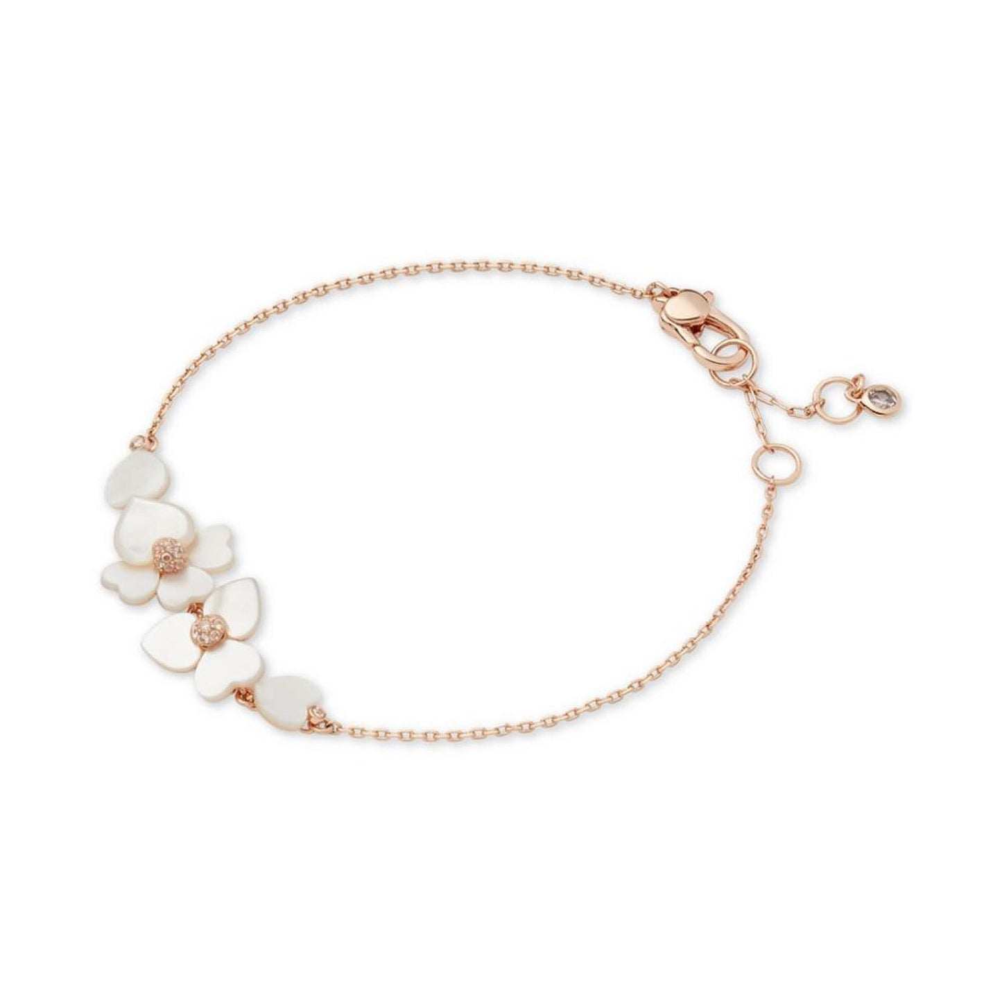 Gold-Tone Pavé Flower Link Bracelet