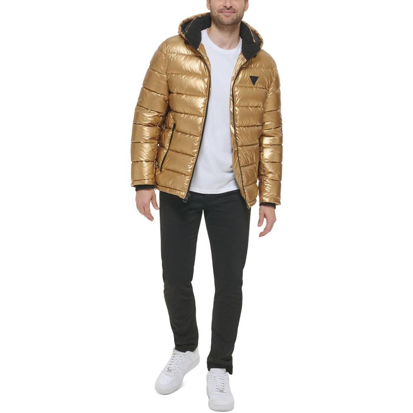 Men's Hooded Holographic Puffer Jacket, Created For Macy's