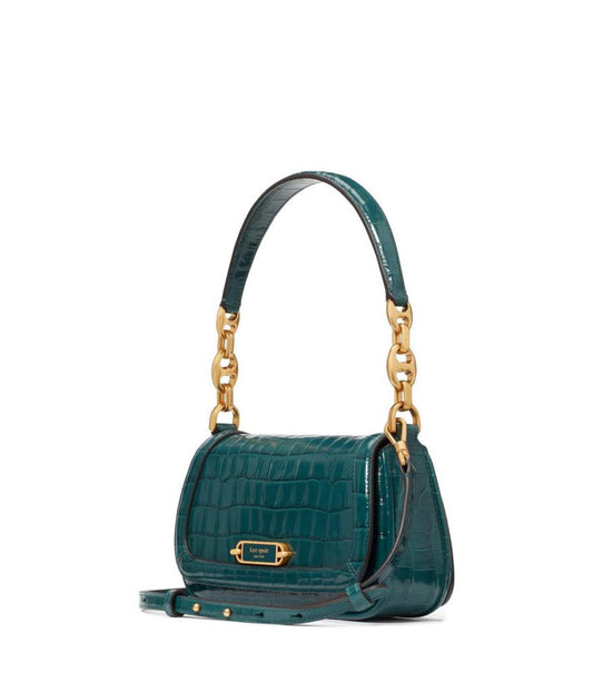 Gramercy Croc Embossed Leather Small Flap Shoulder Bag