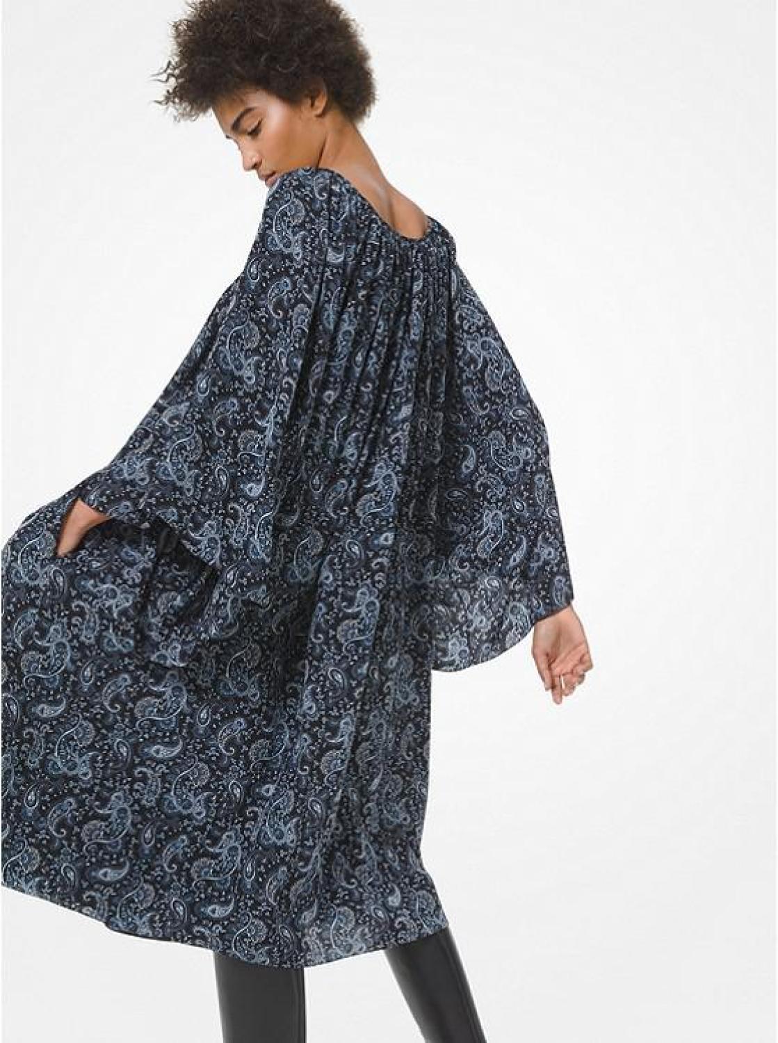 Paisley Silk Crepe de Chine Smock Dress