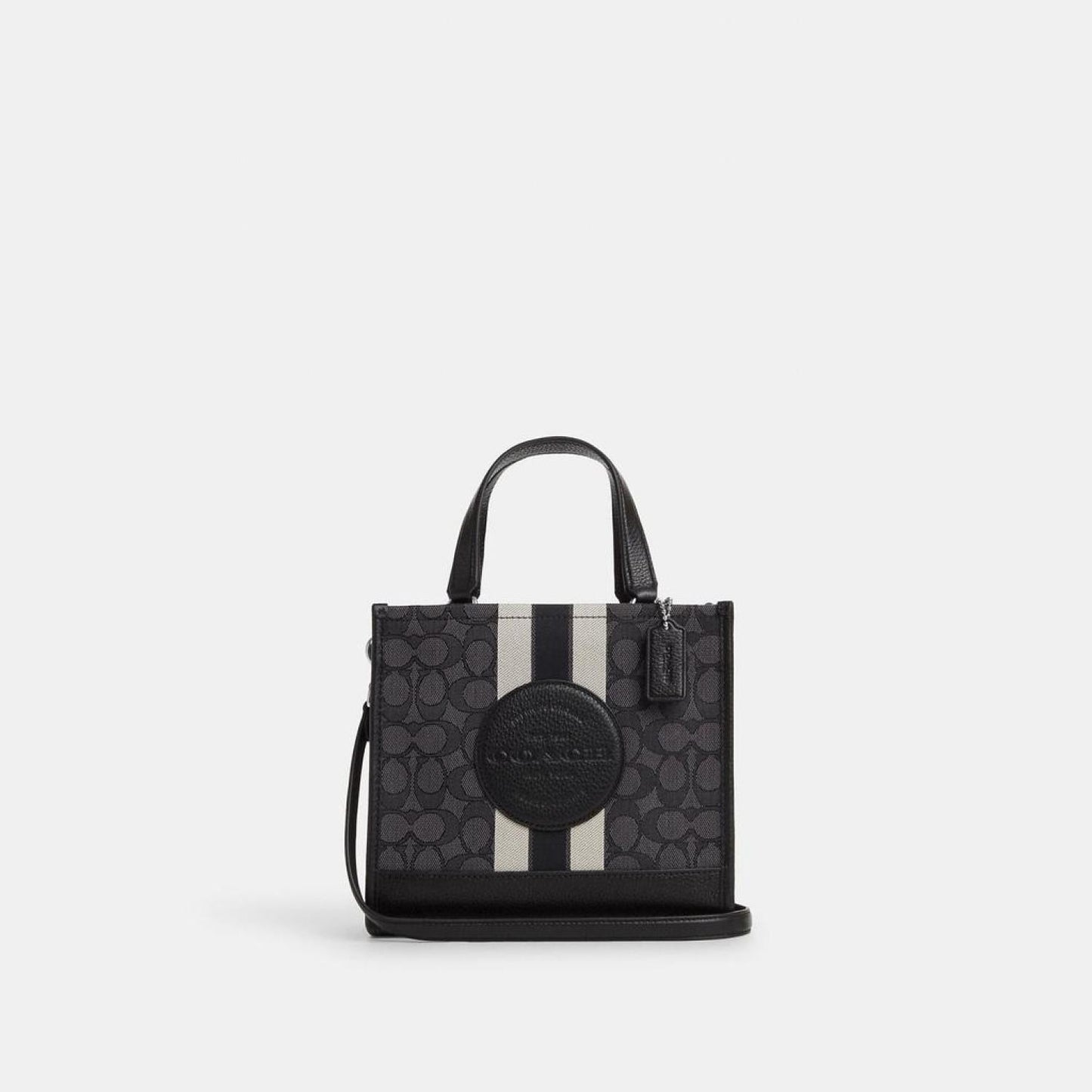 Coach Outlet Dempsey Tote 22 In Signature Jacquard With Stripe And Coach Patch