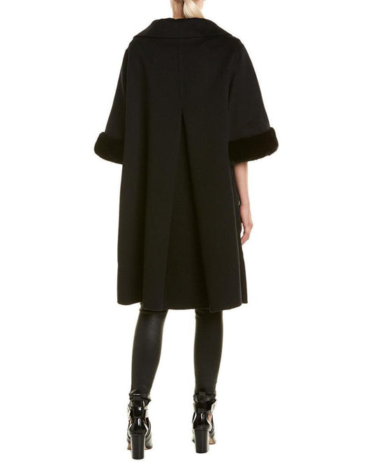 FENDI Cropped-Sleeve Wool Coat