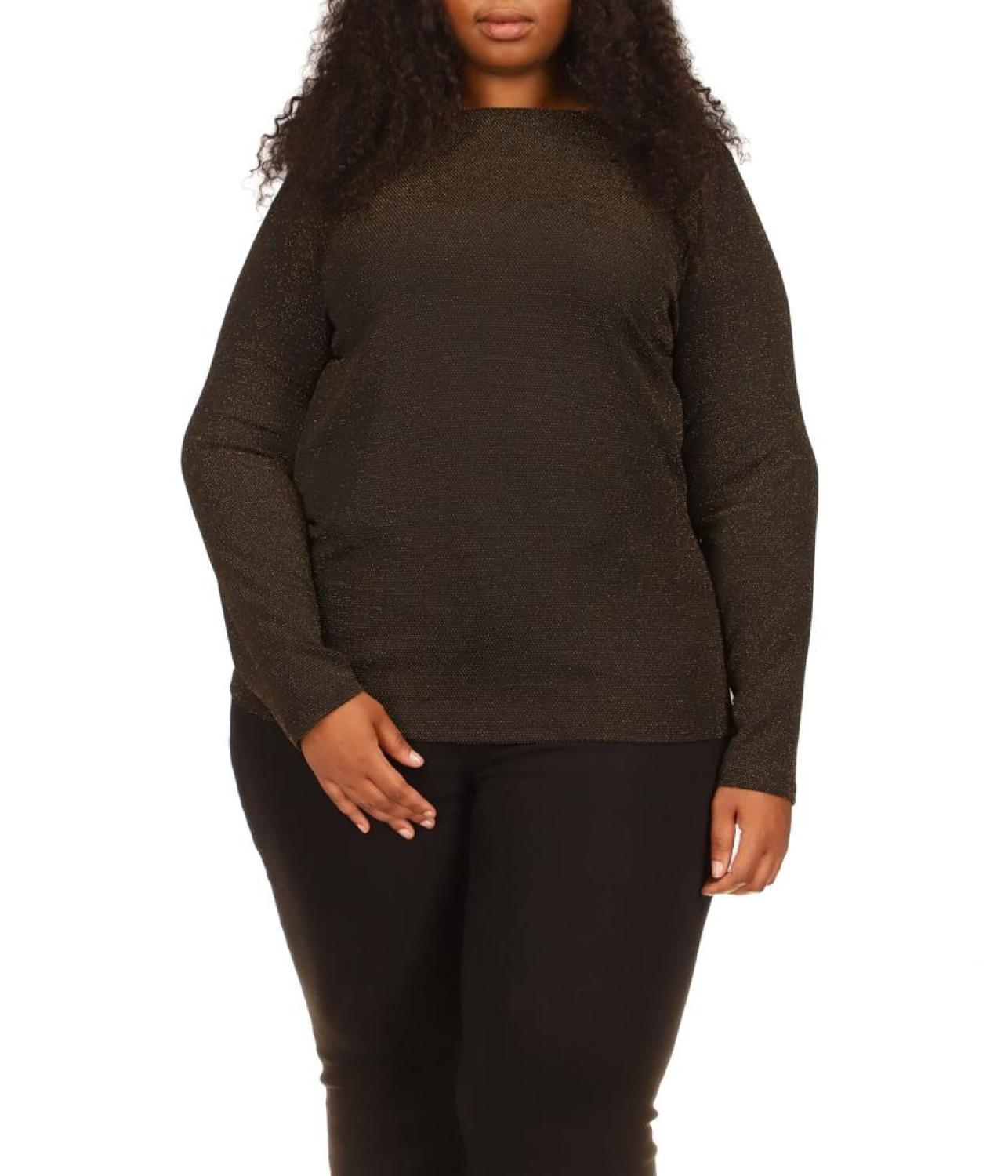 Plus Size Long Sleeve Cowl Back Top