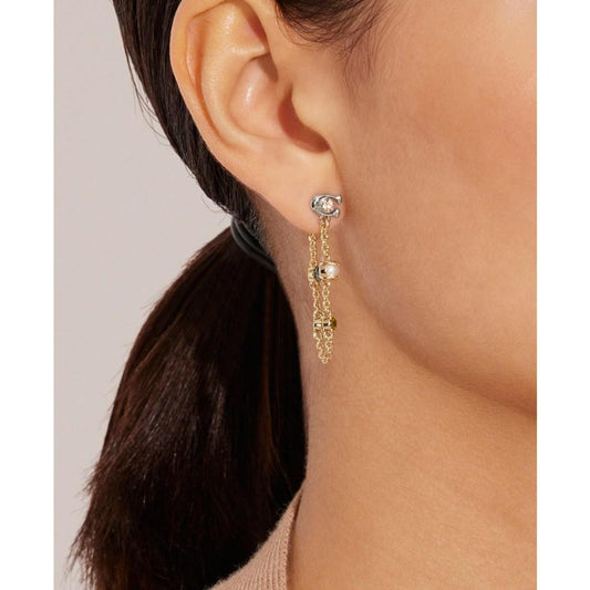 Faux Stone Signature Imitation Pearl Swag Earrings